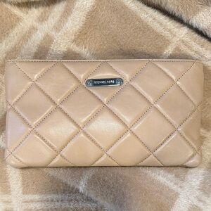 Michael Kors Beige Quilted Clutch